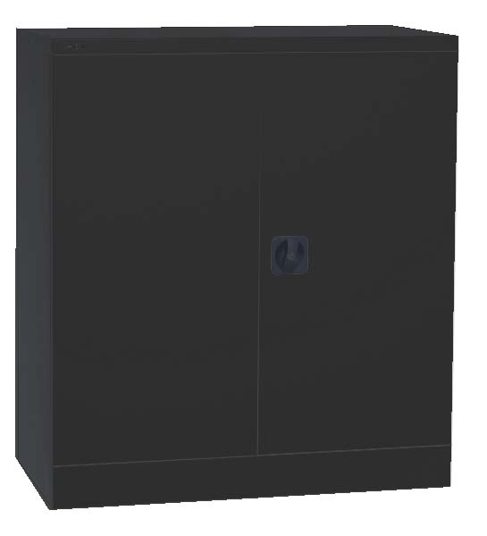 Metal Office Storage Cupboard Black 1016mm Lockable - Assembled