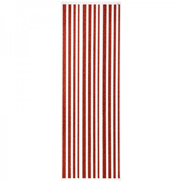 Glitzer-Bordüren, Sticker-Linien, 30 cm lang, 3-6 mm, rot