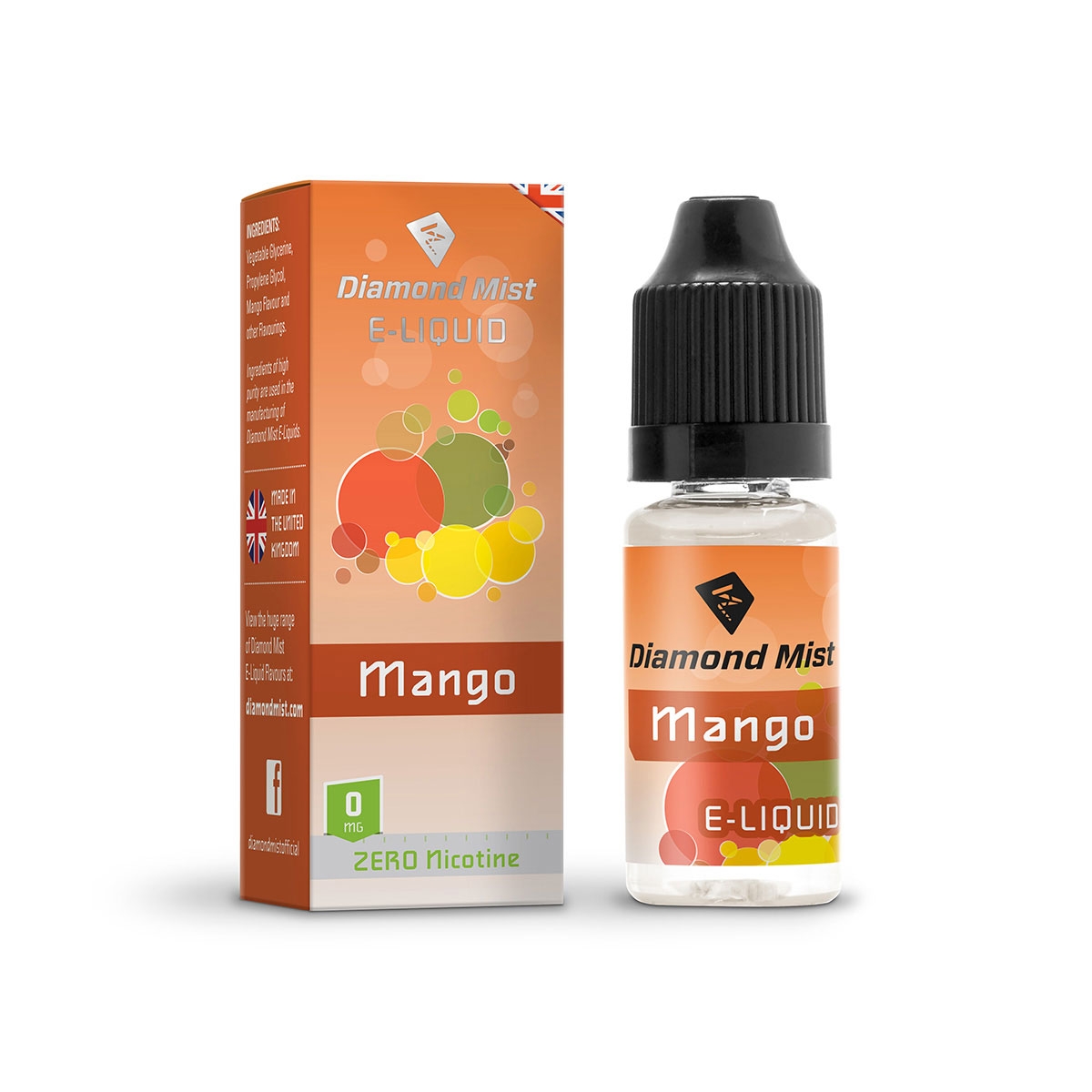 Diamond Mist e-Liquid Mango 10ml - 0mg Nicotine Free