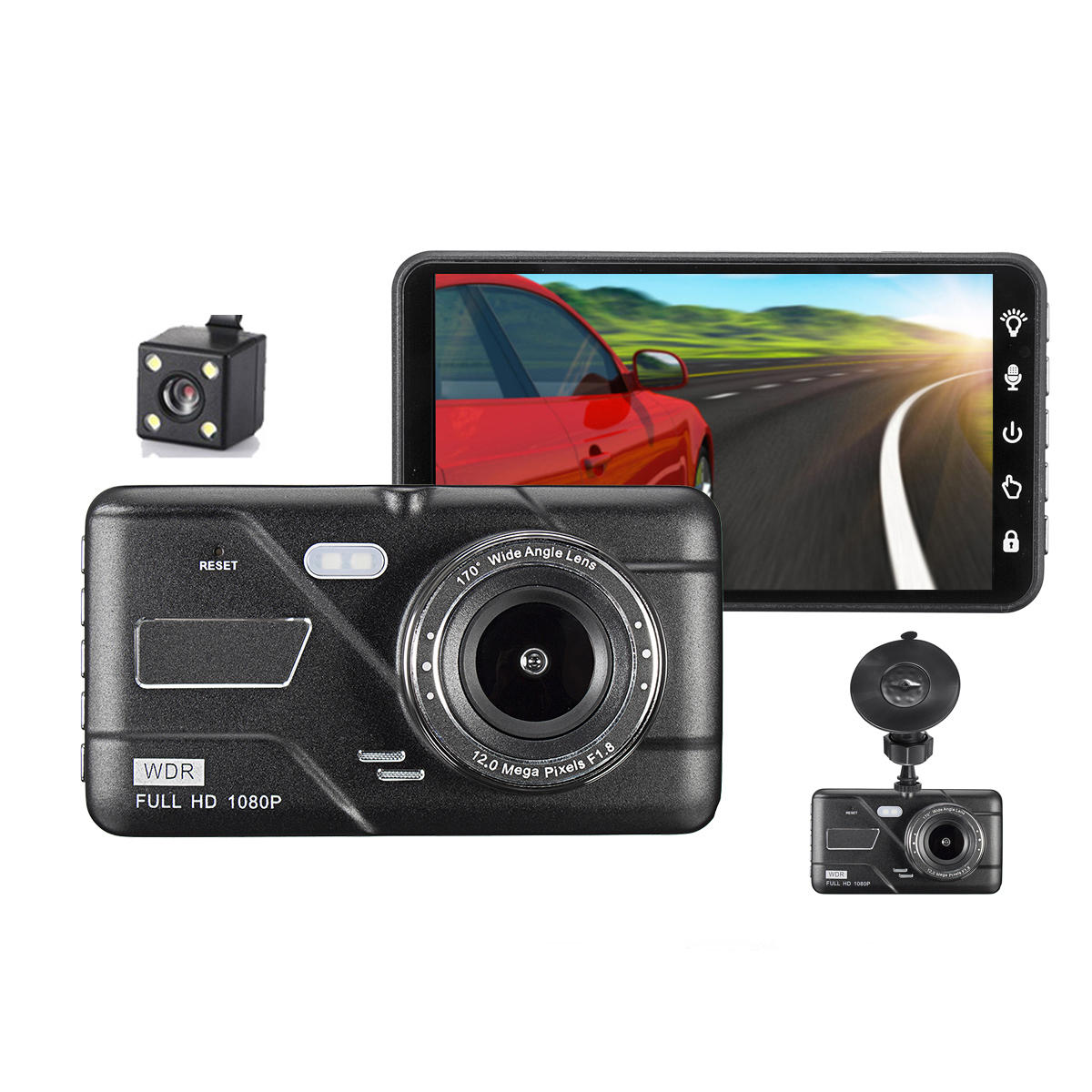 4.0 inch Touch Full HD 1080P Front + Rear View Night Vision G-sensor Parking Monitor Car DVR