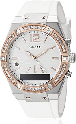 Guess Connect - 41 mm - silver / rose gold - intelligente Uhr mit Band - Silikon - weiß - einfarbig - Bluetooth