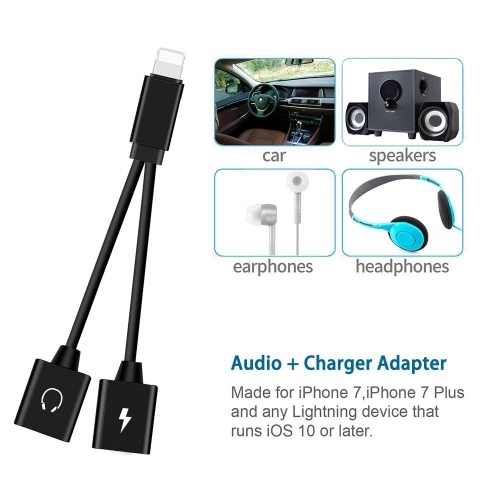 Mini Adaptateur Foudre Splitter Audio AUX Adaptateur Convertisseur avec Double Ports Lightning Port de Charge pour Casque Jack iPhone X 7 8 Plus