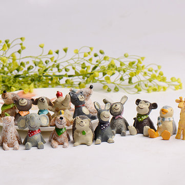 8 Sets Cute Micro-landscape Smiling Animals Ornaments Study Living Room Table Crafts Home Office Dec