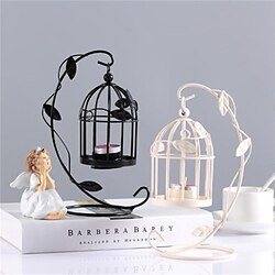 Feuille européenne cage à oiseaux fer art bougeoir décoration de la maison cadeau créatif rétro bougeoir mariage compagnon cadeau miniinthebox