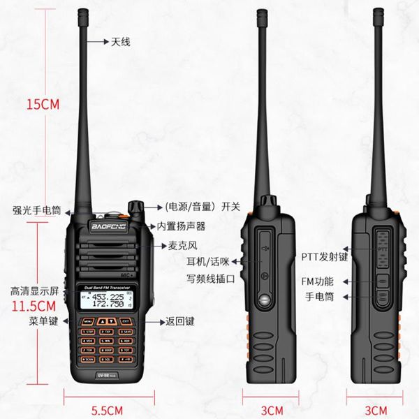 Walkie Talkie Professional Baofeng UV-9R Plus 20-50km Two Way Radio Vhf Uhf Ham Long Range CB Station
