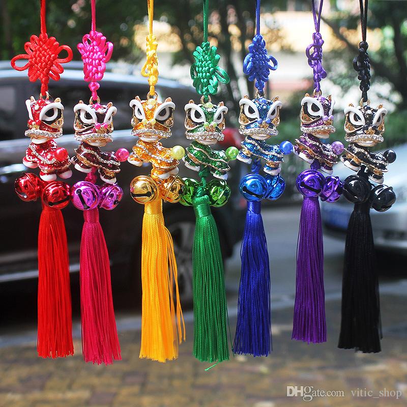 Chinese Knot with bell lion dance hanging car accessorise handmade weaving craft China specialty gift creative pendant