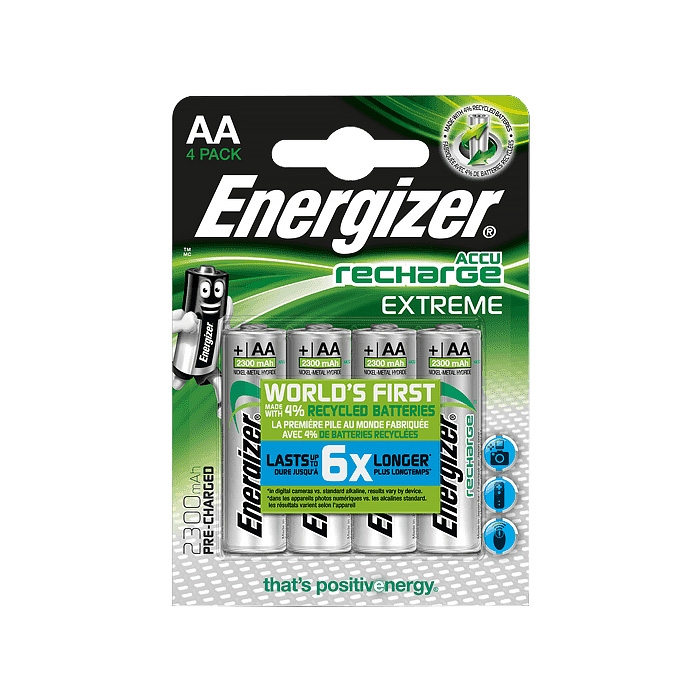 Energizer Accu Extreme AA HR6, MN1500 NiMh Rechargeable Batteries 2300mAh - 4 Pack