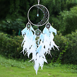 Boho Dream Catcher Handmade Gift Wall Hanging Decor Art Ornament Craft 5 Circles Bead Feather For Kids Bedroom Wedding Festival Lightinthebox