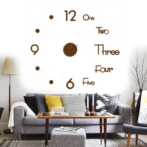 2020 new wall clocks 3d diy clock acrylic mirror stickers home decoration living room quartz needle self adhesive hanging watch