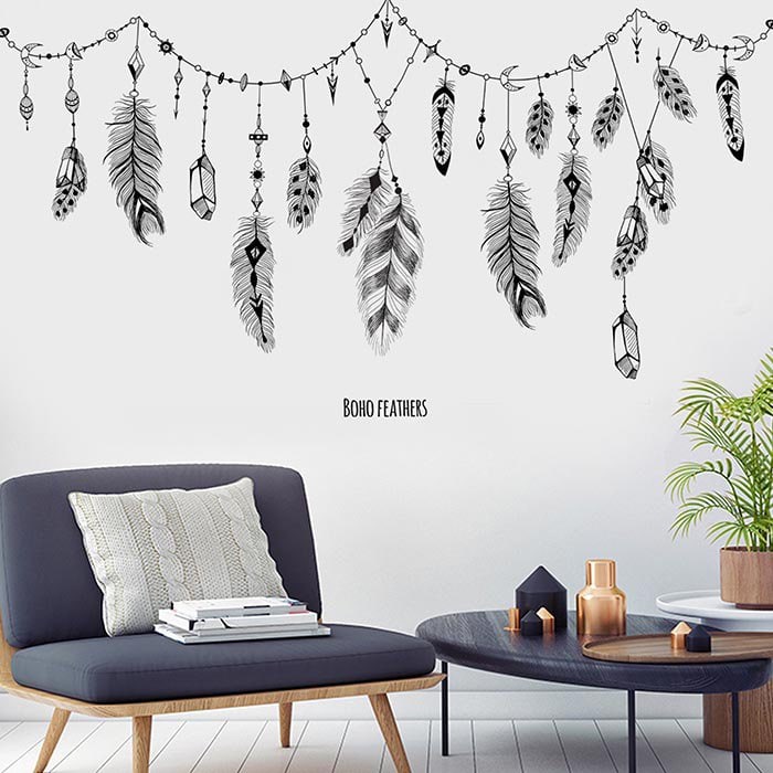 JM7339 Home Decoration Feather Wall Sticker