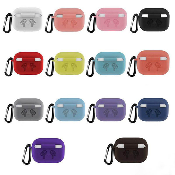 For Apple AirPods Pro Case 3 Generation Silicone Protective air pods 3 Earphone Cases Wireless Bluetooth Headsets Covers with Carabiner