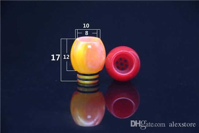4 Styles Epoxy Resin Ball Shape Driptip 510 Drip Tips Resin Stone Drip Tip for TFV8 Tank RDA Atomizer Colorful Wide Bore Mouthpiece