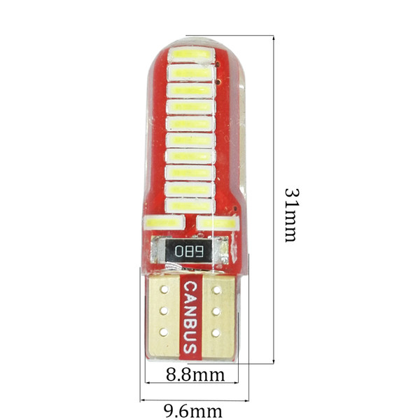 Free shipping White Red Blue Canbus Error Free T10 4014 24SMD LED Wedge Bulb Corner Light Decorative Lamp License Plate Lights