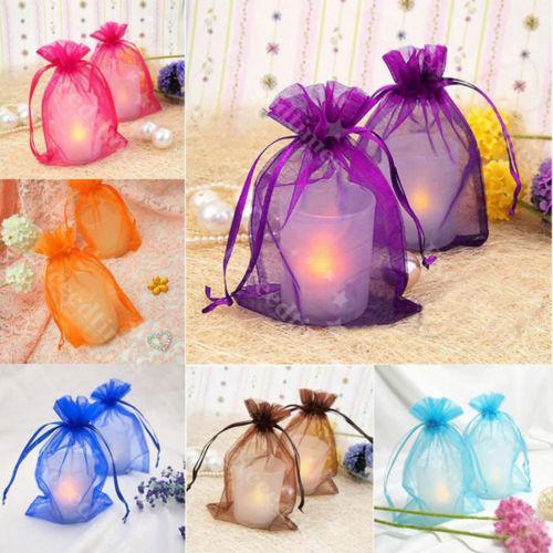 25Pcs /Lot Mesh Sheer Organzar Wedding Party Favor Gifts Candy Storage Bags Jewelry Pouches Drawstring Bag Container