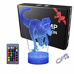 Dinosaur 3D Night Light T-Rex 3D Illusion 7 Colors Changing Lamps with Smart Touch amp; USB Cable for Home Decorations Lights Kids Boys Dino Gifts Toys Age 1 2 3 4 5 6 7 8 Year Old