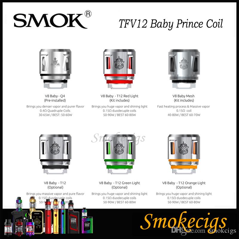 SMOK TFV12 Baby Prince Coil TFV8 Baby Beast New Coils Q4 T12 Mesh Coil T12 Light Coil Denser Clouds and Purer Flavor 100% Origina