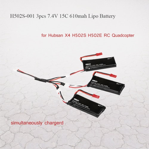 3psc H502S-001 7.4V 15C 610mAh Lipo Battery with 3 in 1 Charge Cable for Hubsan X4 H502S H502E RC Quadcopter