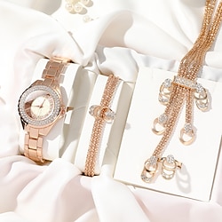 6pcs/set Women's Watch Luxury Rhinestone Quartz Watch Vintage Star Analog Wrist Watch  Jewelry Set Gift For Mom Her Lightinthebox