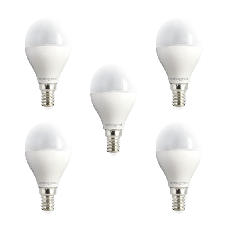Integral LED Mini Globe E14 5.6W (40W) 2700K Dimmable Frosted Lamp - 5 Pack