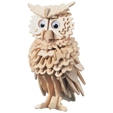 3D Wooden Owl Puzzle Jigsaw Children Kids Toy Pre-Cut Wooden Shapes Model Intelligence Toys