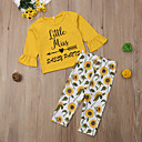 bebê Para Meninas Básico Floral Estampado Meia Manga Padrão Algodão Conjunto Amarelo