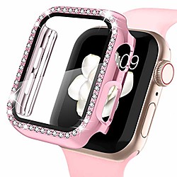 Apple Uhrengehäuse mit Displayschutzfolie für Apple Watch 40mm Serie 6/5/4 / se, bling Kristall Diamant Strass ultradünne Stoßstange Full Cover Schutzhülle für Frauen Mädchen Iwatch Rosepink Lightinthebox