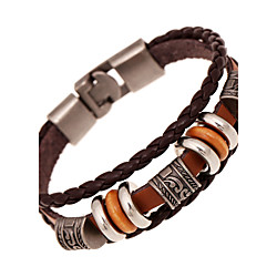 Women's Unisex Leather Bracelet Layered woven Ladies Vintage Multi Layer Leather Bracelet Jewelry Brown For Anniversary Gift Valentine Lightinthebox