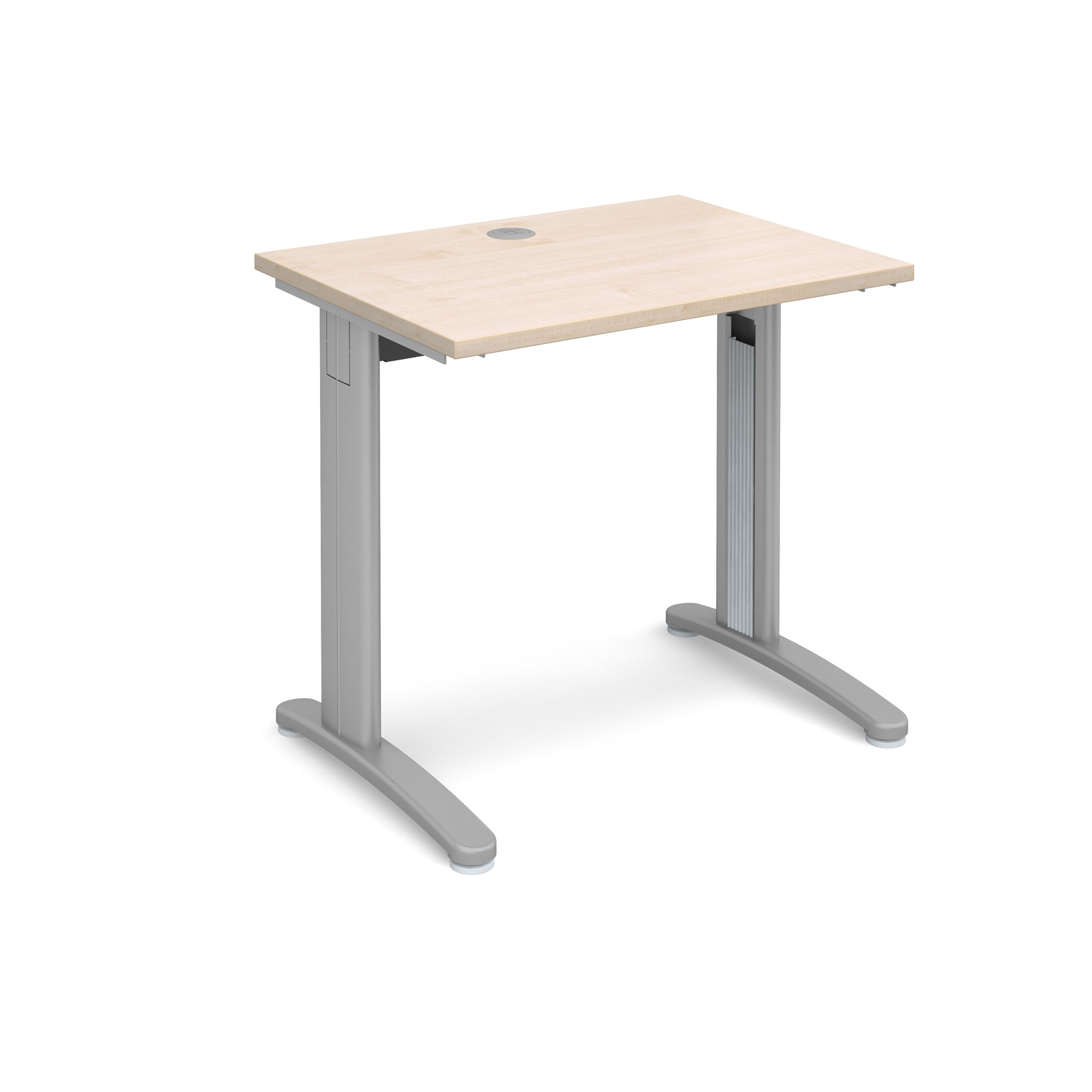 TR10 straight desk 800mm x 600mm - silver frame, maple top