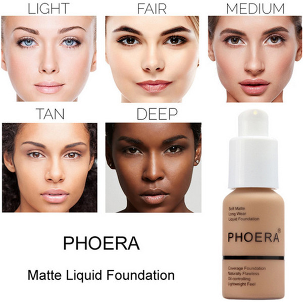 phoera matte liquid foundation makeup full coverage flawless long wear soft matte oil control 10 colors foundation