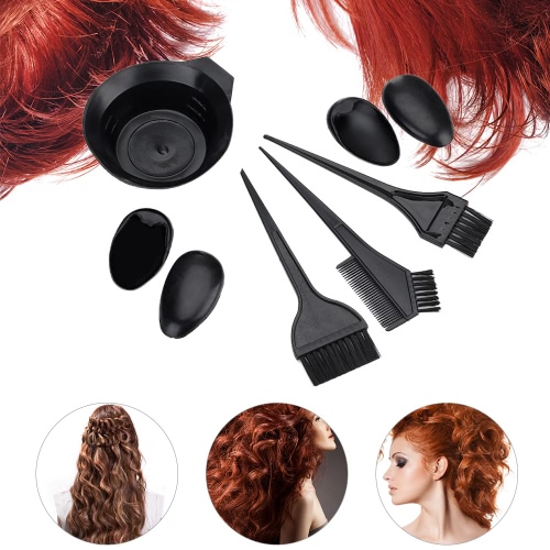 5Pcs Salon Hair Coloring Dyeing Hair Kit DIY Hair Coloring Tool Set Bowl & Brushes & Two-edged Comb & Ear Covers