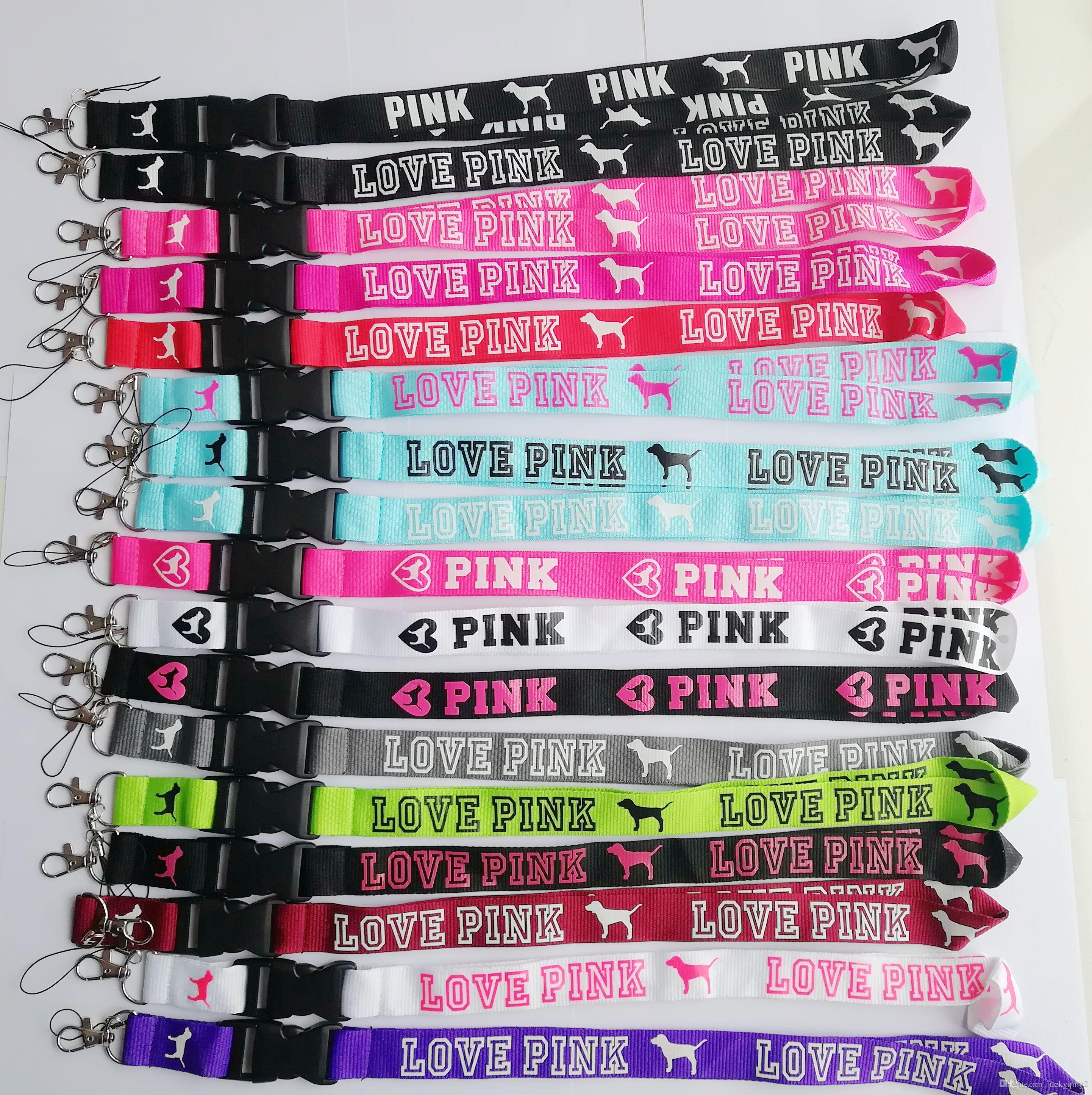 FREE SHIPPING Hot 20pcs/lot Love pink Lanyard for MP3/4 cell phone key chain lanyards wholesale L001