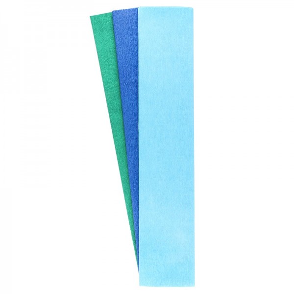 Krepp-Papiere, 50cm x 200cm, himmelblau, blau, aquagrün, 3 Stück
