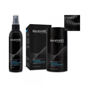 Pack KeratinMD - Fibres capillaires Noires + Spray Fixant - Cacher vos soucis de Cheveux Clairsemes