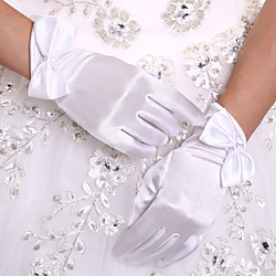 Stretch Satin Wrist Length Glove Bridal Gloves With Bow Lightinthebox
