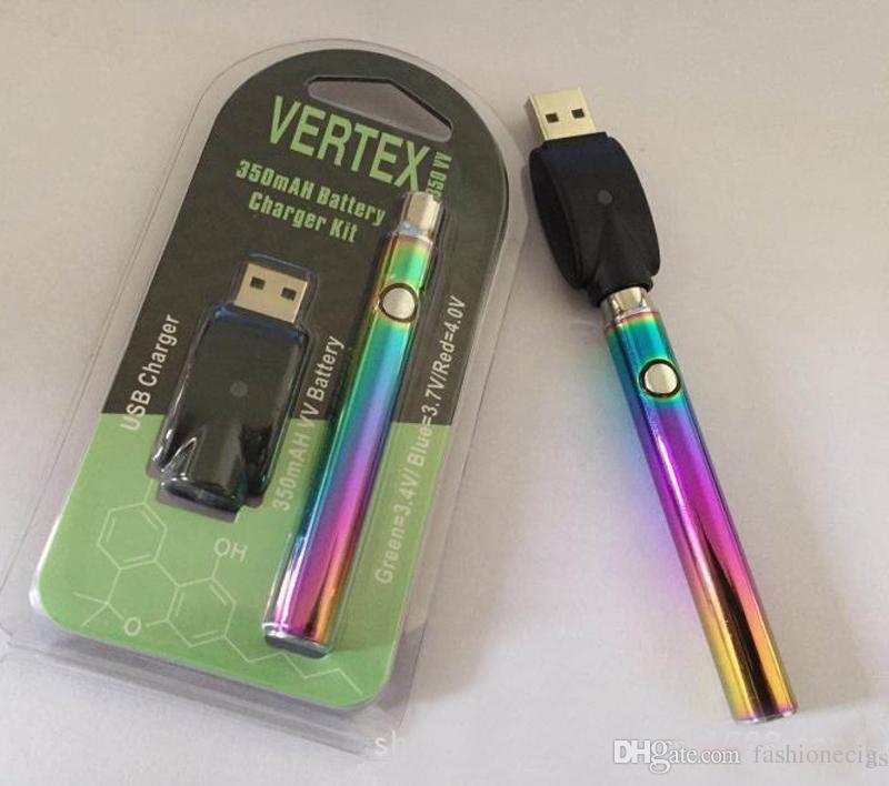 Rainbow Preheating VV Battery Charger Kit 350mAh PreHeat Vertex O Pen Bud Touch Function Variable Voltage Vape Battery For CE3 G2 Cartridge
