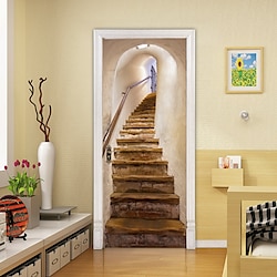 3d escalier porte auto-adhésif créatif porte autocollants salon décoration maison étanche stickers muraux stickers muraux pour chambre salon miniinthebox