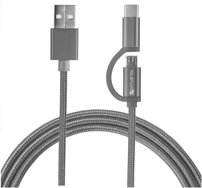 4smarts 468544 USB Kabel 1 m USB A USB C/Micro-USB B Male Grey (468544)