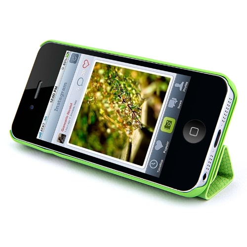 Magnetic Smart-Flip Handy Schutzhülle Multifunktionale Folding Halter Kopfhörer Wickler für iPhone 5 Grün