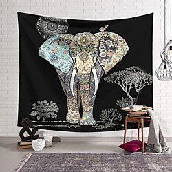 Wall Tapestry Art Decor Blanket Curtain Hanging Home Bedroom Living Room Decoration Polyester Fiber Animal Color Pattern Elephant Orchid Pavilion Design