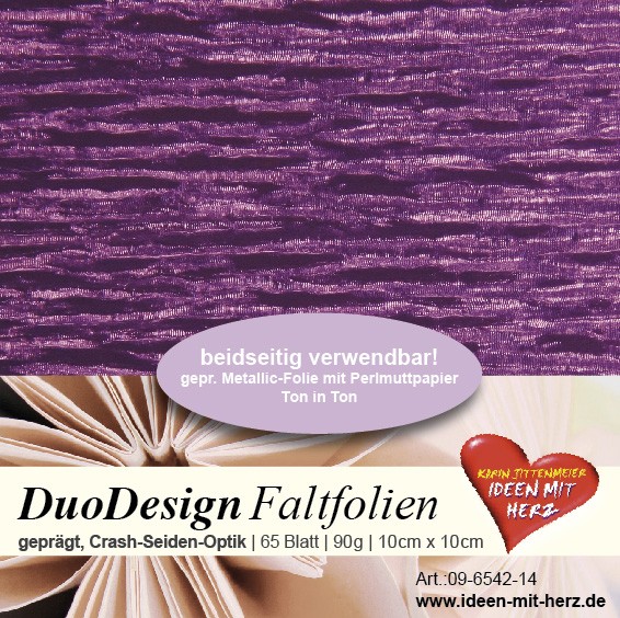 DuoDesign Faltfolien, Seiden-Optik, 10 x 10 cm, 65 Blatt, beere