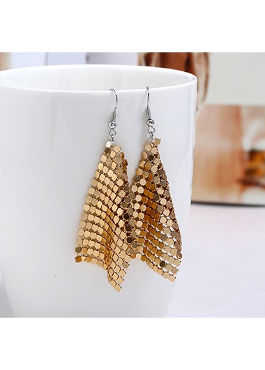 Square Shape Gold Metal Earrings for Lady