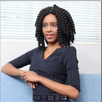 Black Short Small Curly Wavy Synthetic Hair Wig Party African American Wigs 40CM