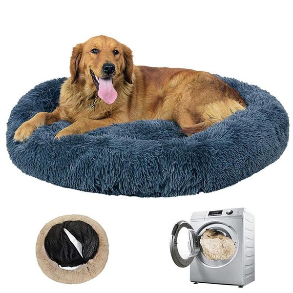 Kennels & Pens DsaRound Dog Bed Cushion Soft Plush Cat Beds For Winter Warm Sleeping Pet Kennel Removable Sofa Mat Large Dogs House