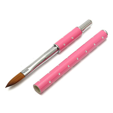 Pink Nail Art Acrylic Brush Metal Handle Manicure Tool Salon Draw Painting Pen UV Gel