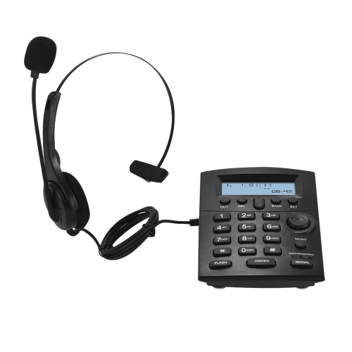 HST-8000 Conjunto de teléfono en inglés Centro de llamadas Teléfono con protección para auriculares Micrófono flexible Pantalla LCD Llamada de marcación previa Silenciar funciones de rellamada de flash con interfaz de grabación