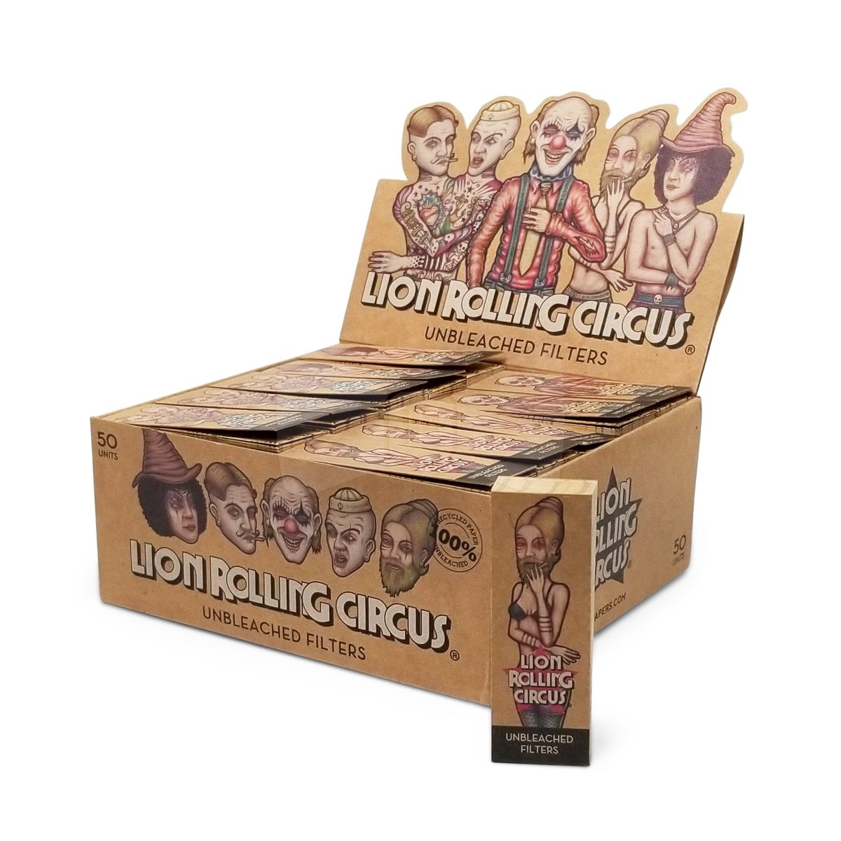 Lion Rolling Circus Unbleached Tips Full Box (50 Packs)