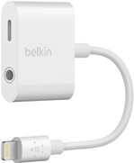 Belkin Lightning Audio + Charge RockStar - Lightning zu Kopfhörer Anschluss / Ladeadapter - Lightning / Audio - Lightning (M) bis 4-poliger Mini-Stecker, Lightning (W) - weiß - für Apple iPad/iPhone (Lightning)