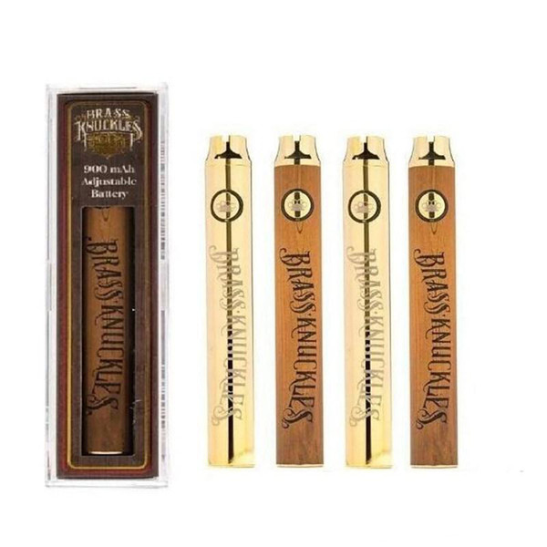 Hottest Brass Knuckles Adjustable Battery 650mAh 900mAh Gold Wood Adjustable Voltage Vape Pen for Connected Abracadabra Cartridges