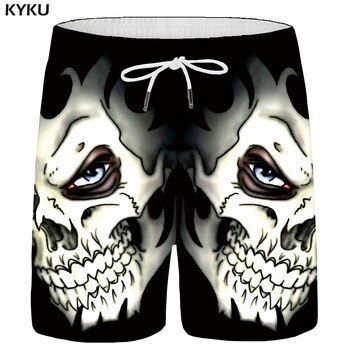 KYKU Skull Shorts Men Black Space Cargo Shorts Gothic Hawaii Beach 3d Print Shorts Casual Hip Hop Mens Short Pants Summer Male