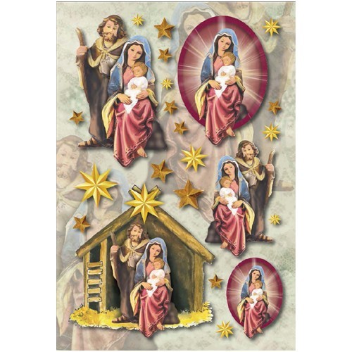 3-D Stickerbogen, Heilige Familie, 12,5 x 18,5 cm